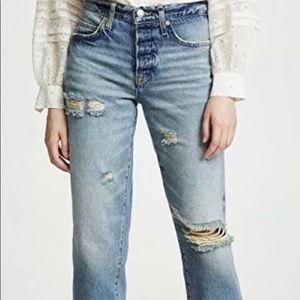 Free People high rise ripped boyfriend jeans